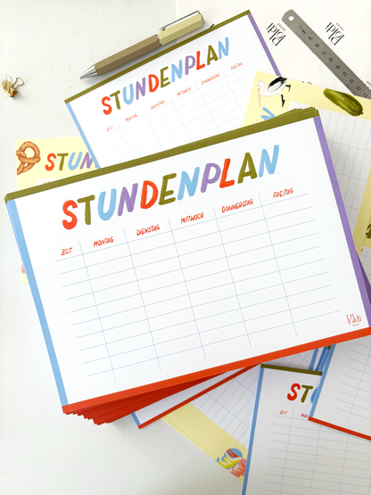 Stundenplan, weiß/bunt A4
