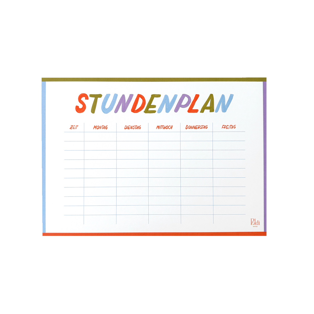 Stundenplan, weiß/bunt A4
